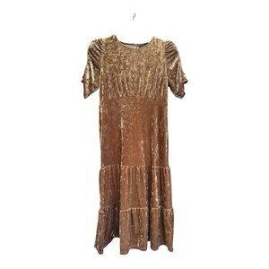Who What Wear Maxi Dress M Gold Velour Tiered dress